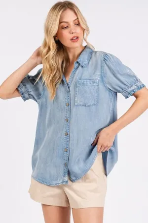 Denim Darling Light Puff Sleeve Shirt
