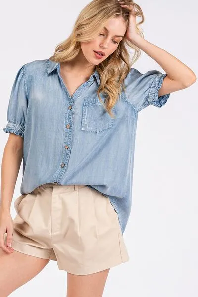 Denim Darling Light Puff Sleeve Shirt