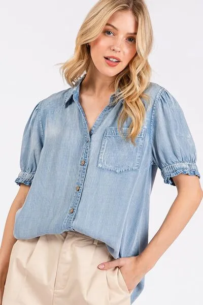 Denim Darling Light Puff Sleeve Shirt