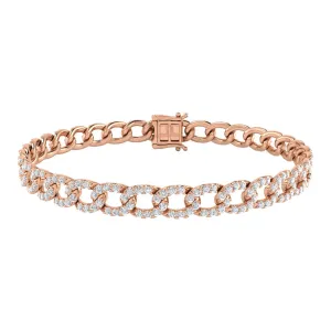 Diamond 3 1/8 Ct.Tw. Cuban Bracelets in 14K Rose Gold