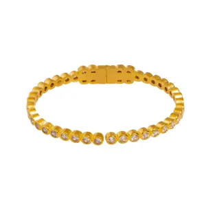 Diamond & Gold Dainty Bangle Bracelet