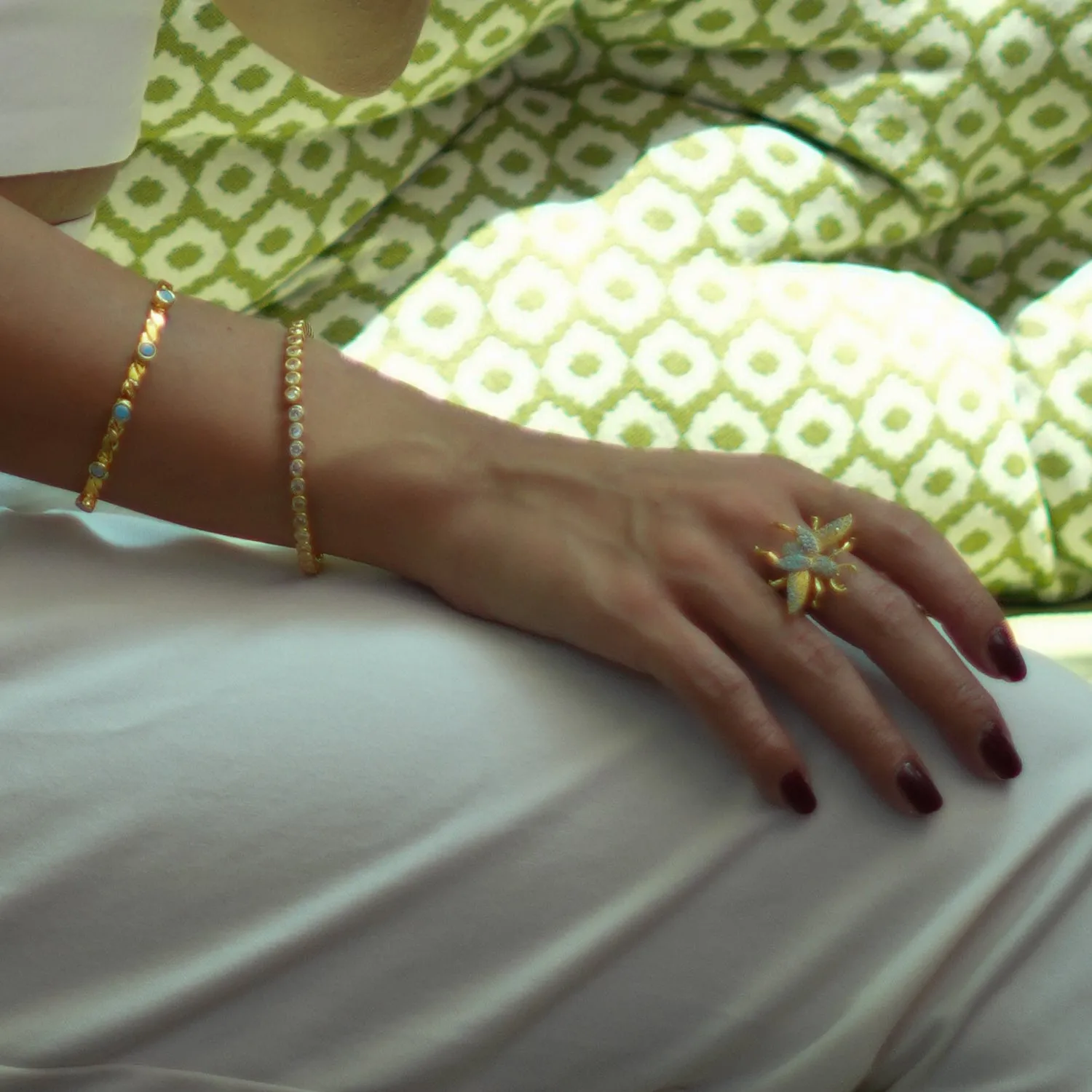 Diamond & Gold Dainty Bangle Bracelet
