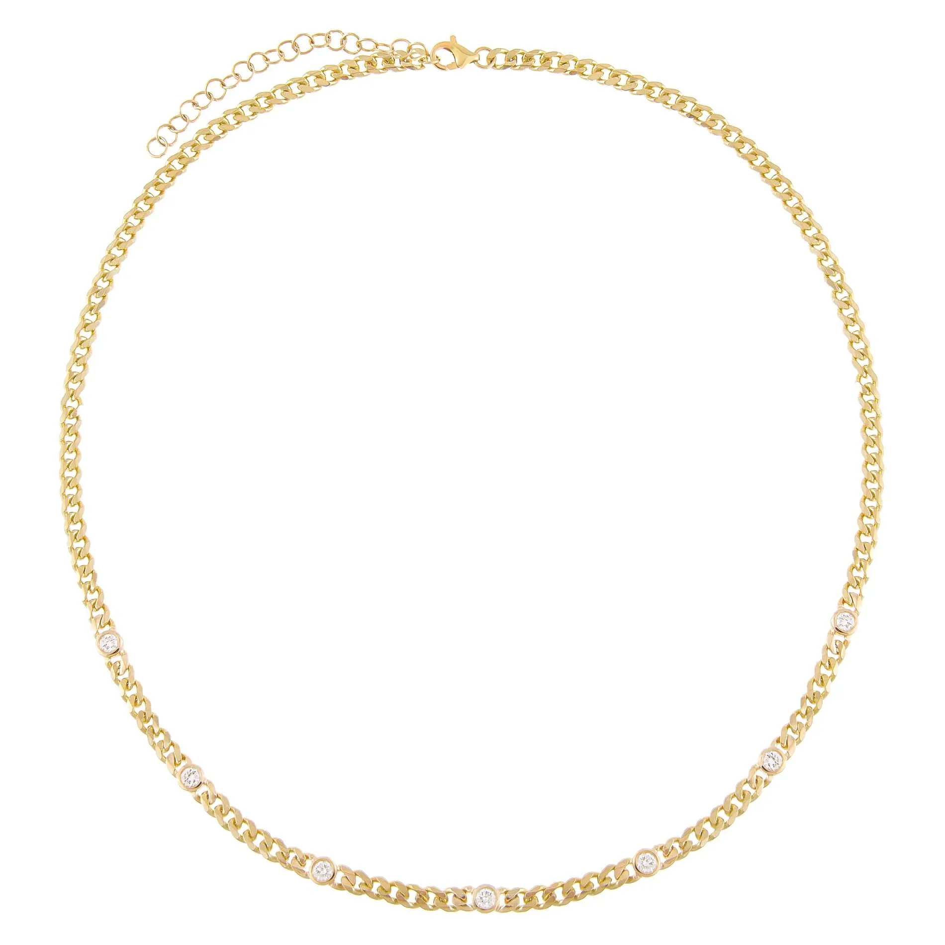 Diamond Bezel Cuban Necklace 14K