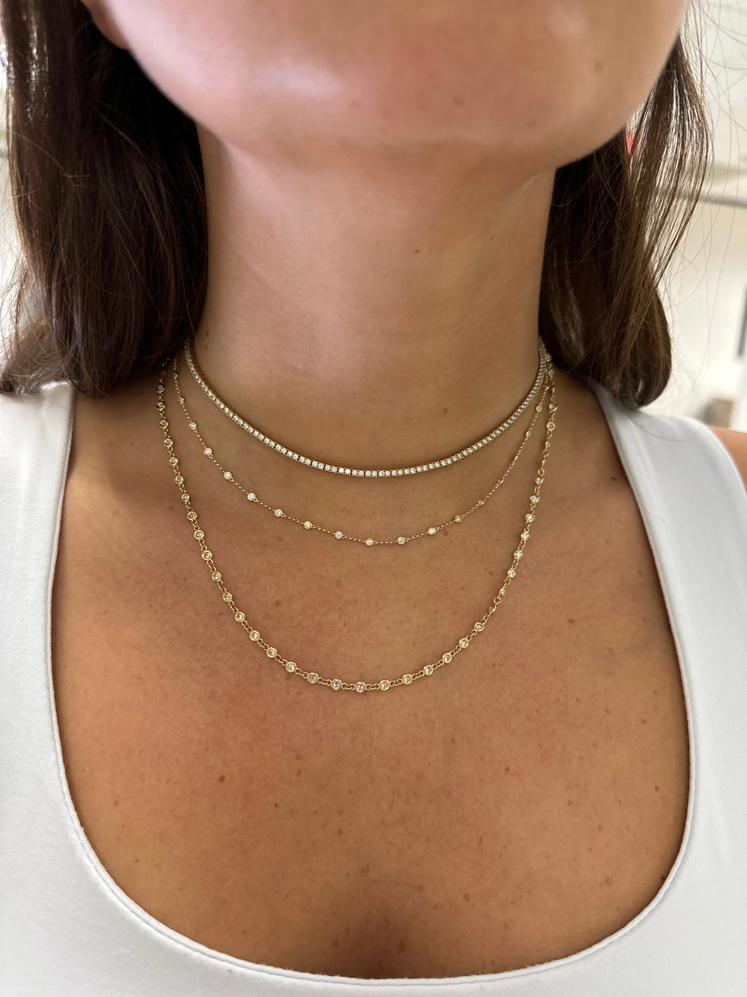 Diamond Bezel Set Station Necklace