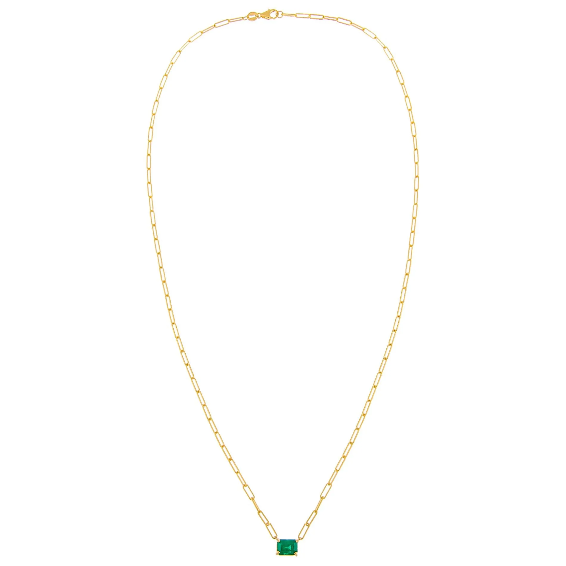 Diamond Emerald Link Necklace 14K