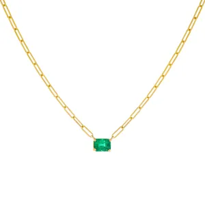 Diamond Emerald Link Necklace 14K