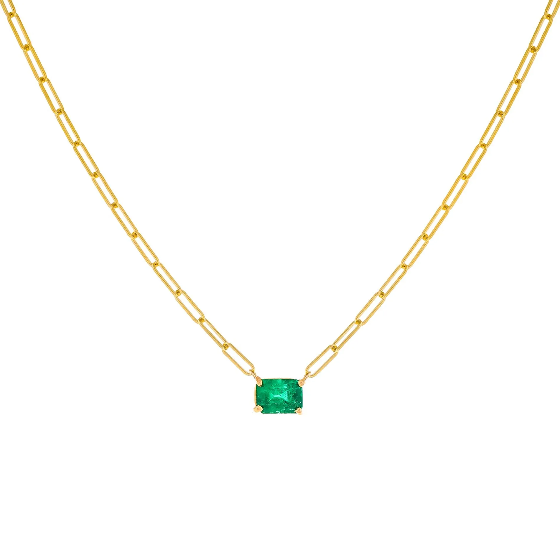 Diamond Emerald Link Necklace 14K