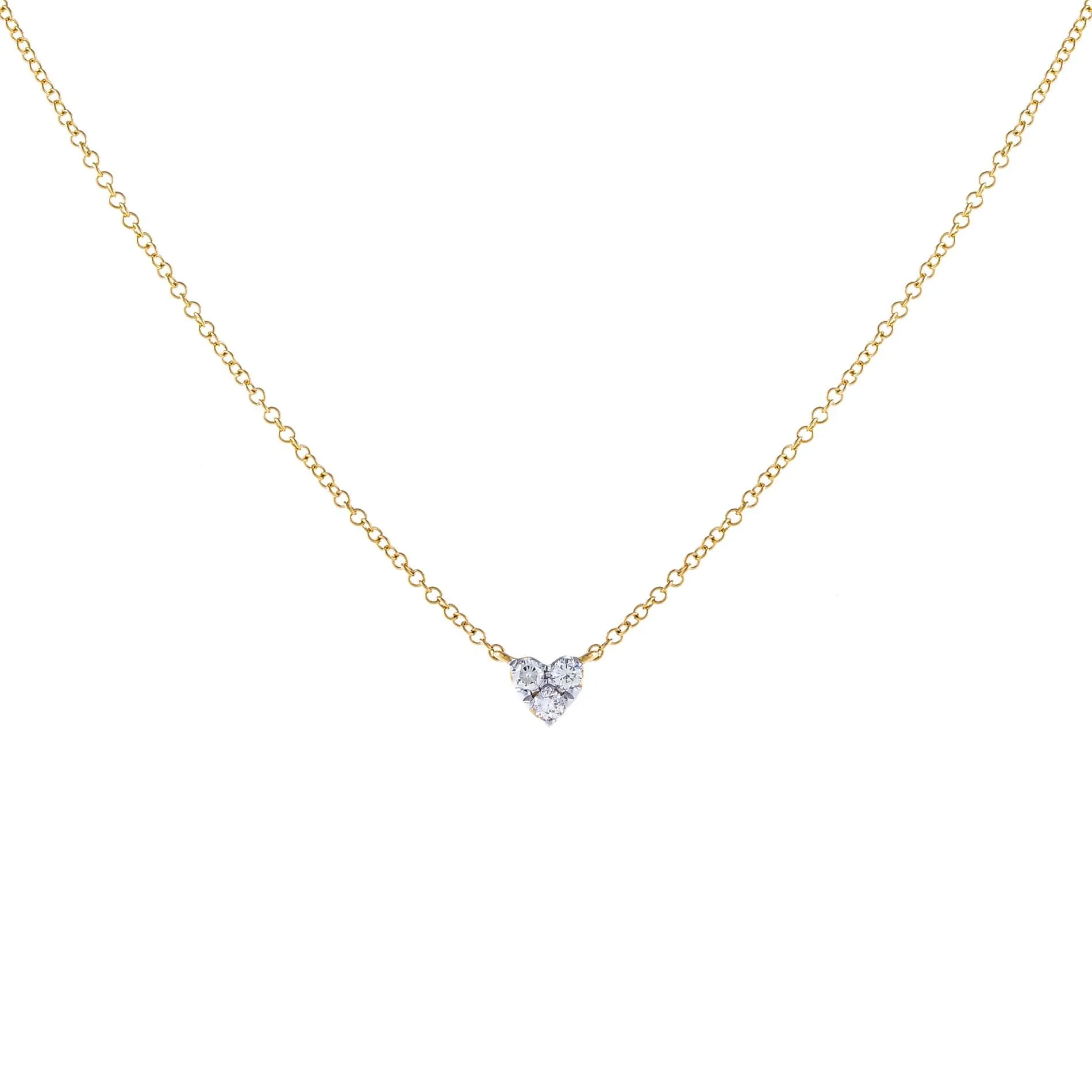 Diamond Heart Cluster Necklace 14K