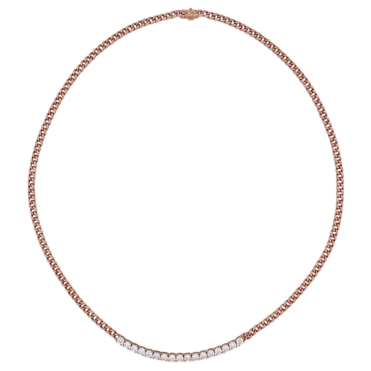 Diamond Line & Cuban Link Necklace