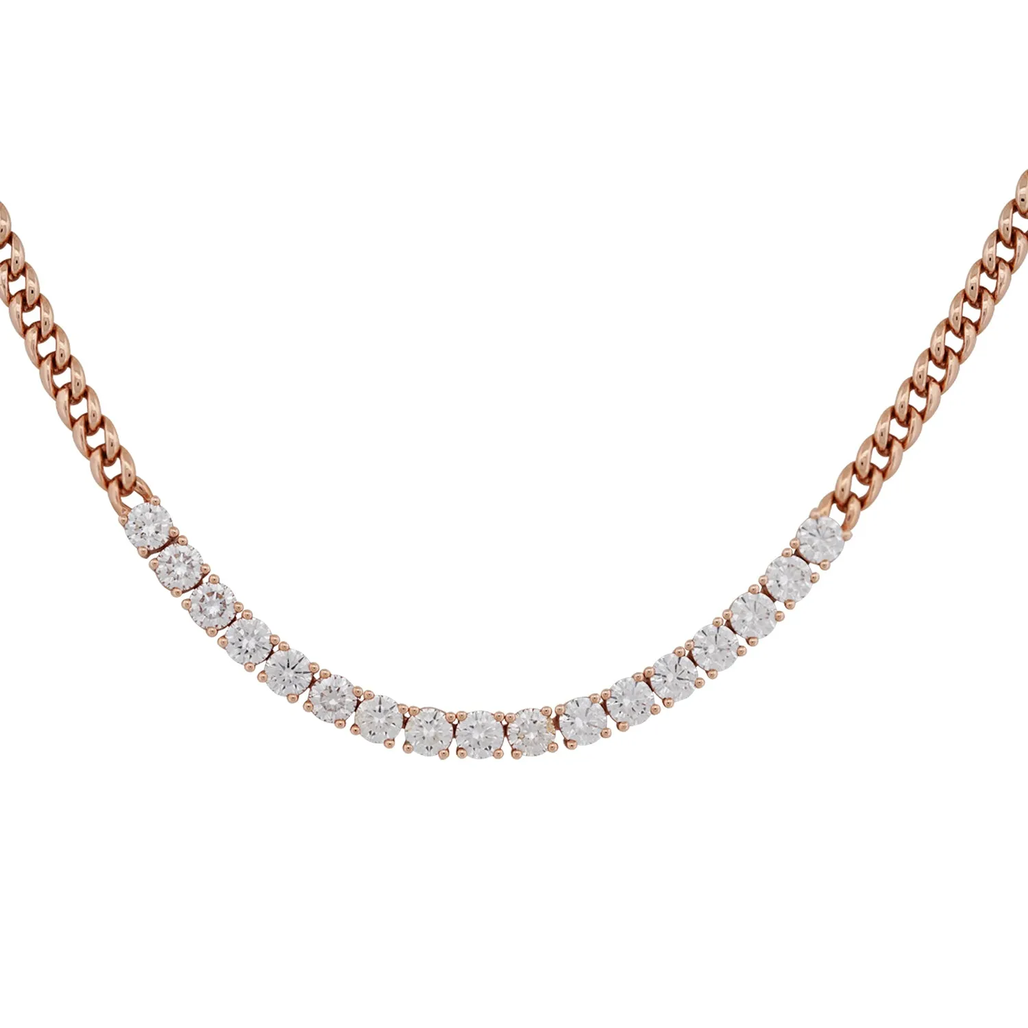 Diamond Line & Cuban Link Necklace