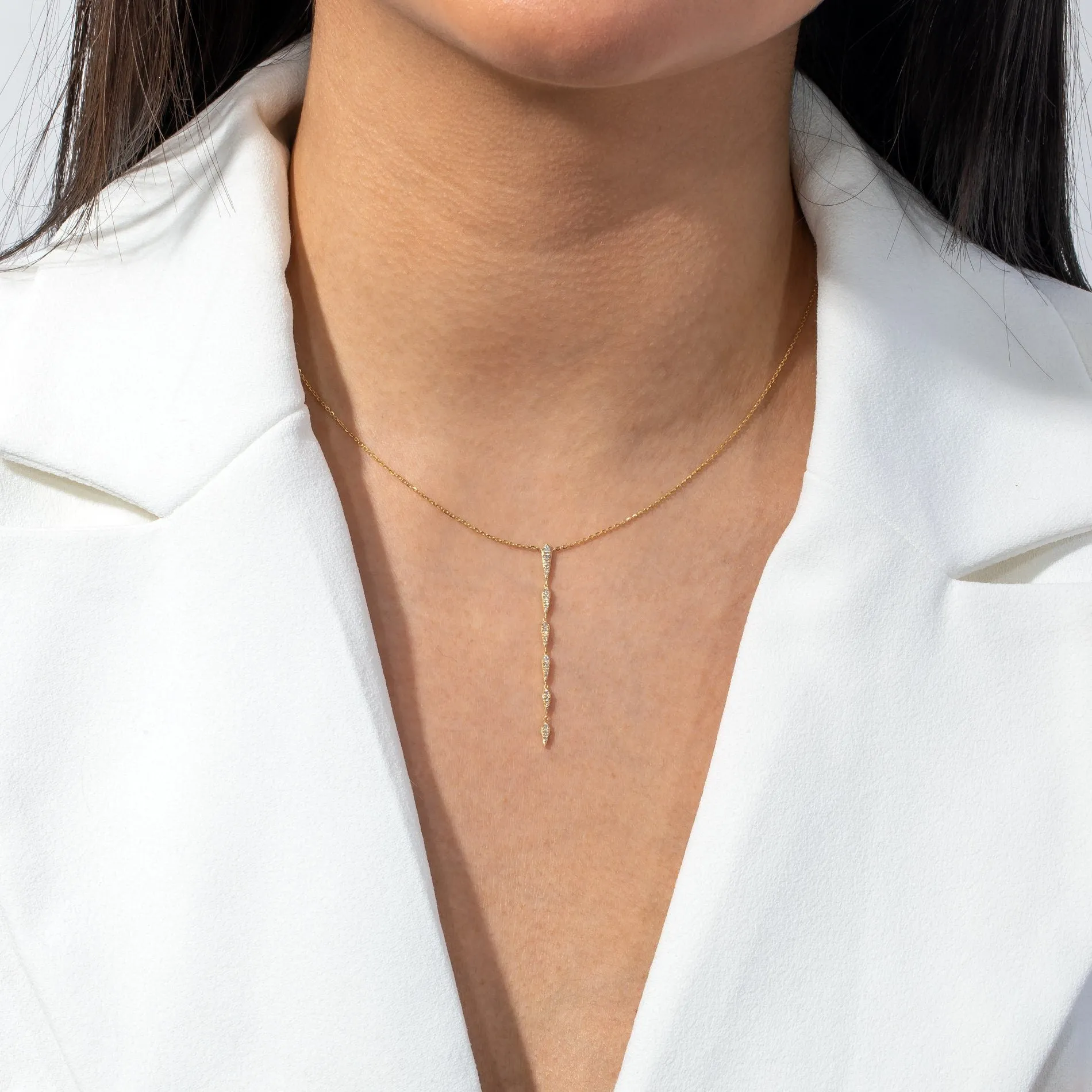 Diamond Multi Bar Lariat 14K
