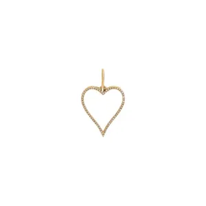 Diamond Pave Open Heart Necklace Charm 14K