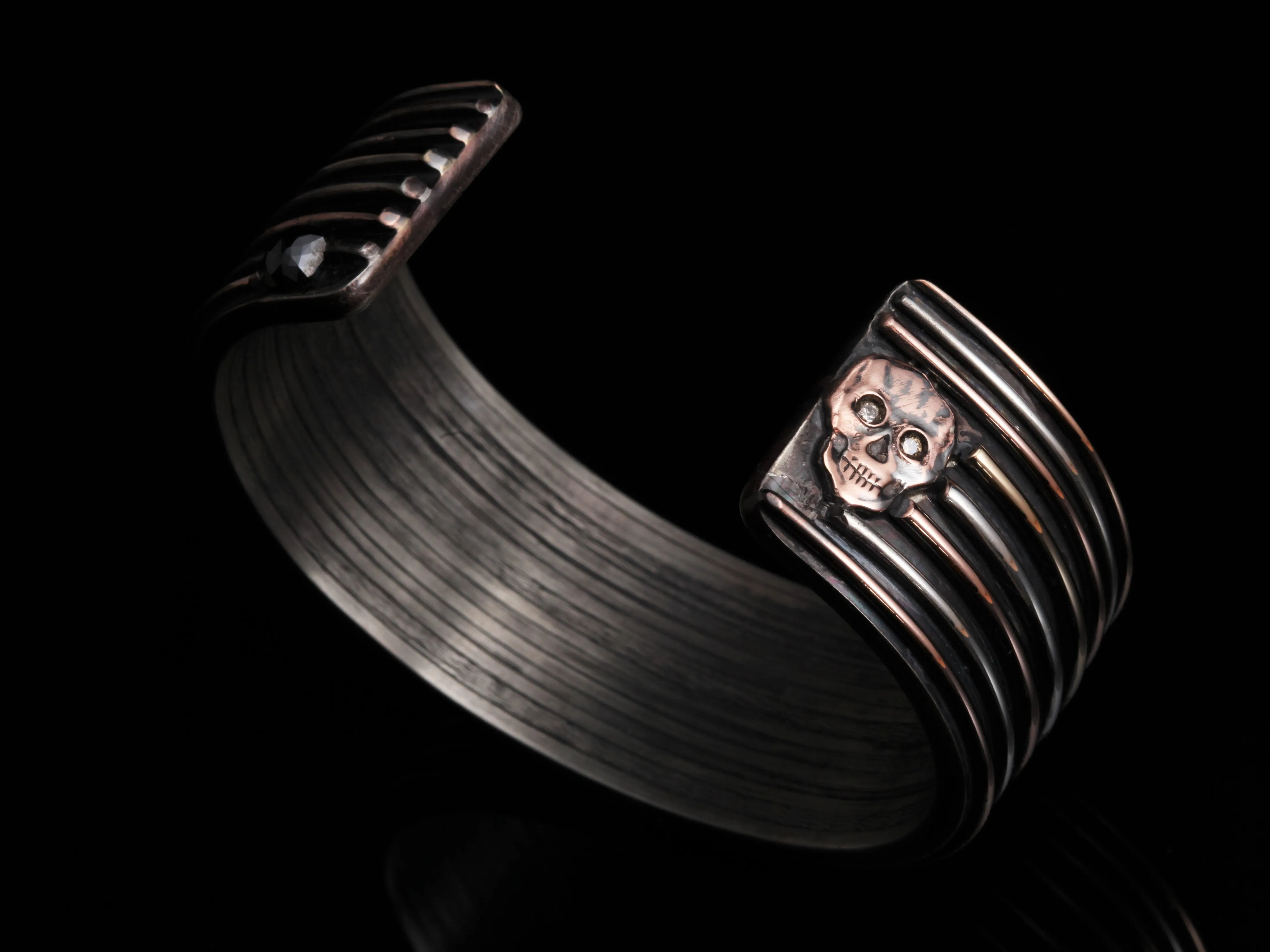 Diamonds & Gold Skull Cuff