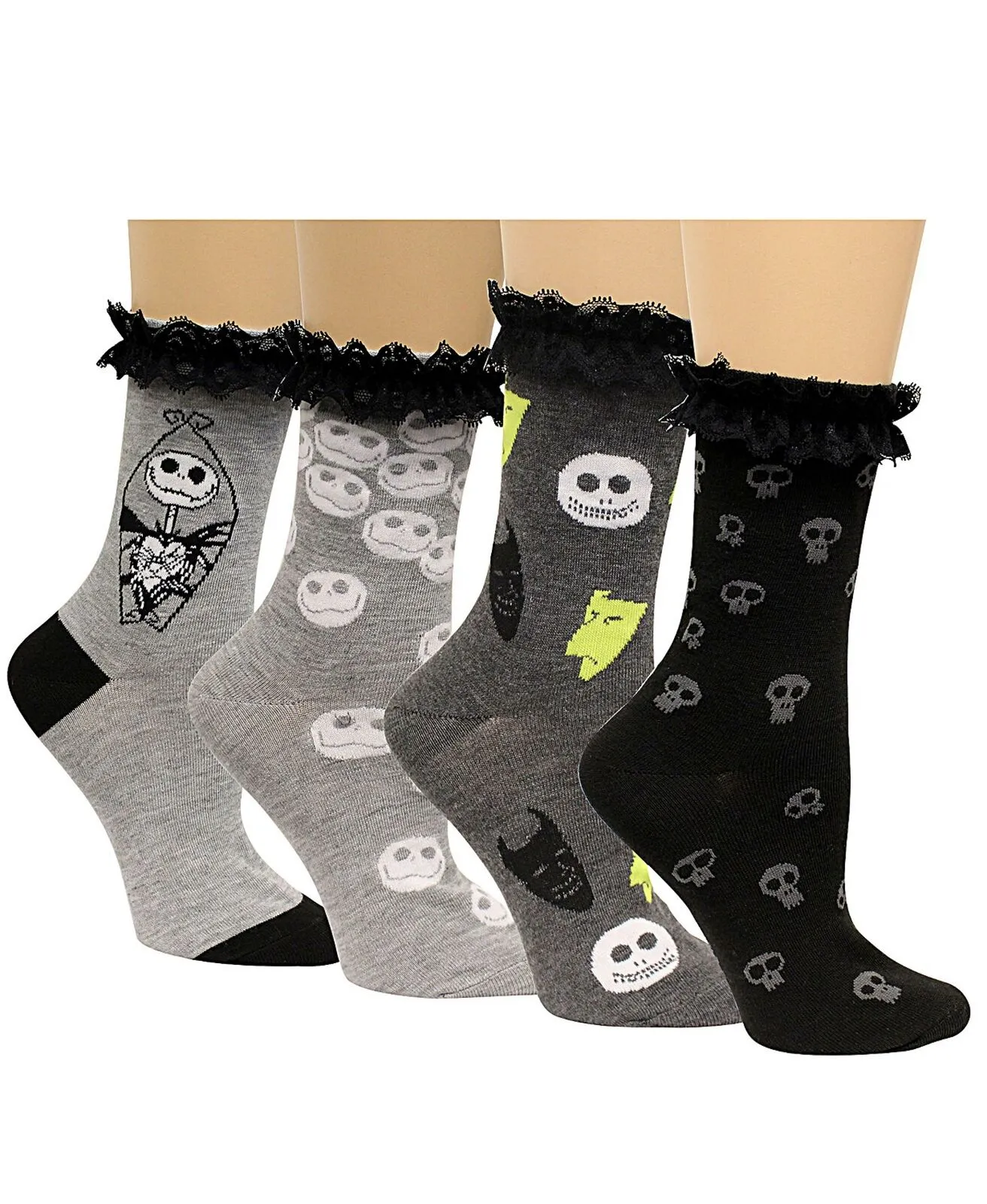 Disney 4-Pk. The Nightmare Before Christmas Lace-Cuff Socks. NB040XCCMA
