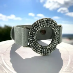 Donut Leather Bracelet – Vintage Grey with Grey Moonstone