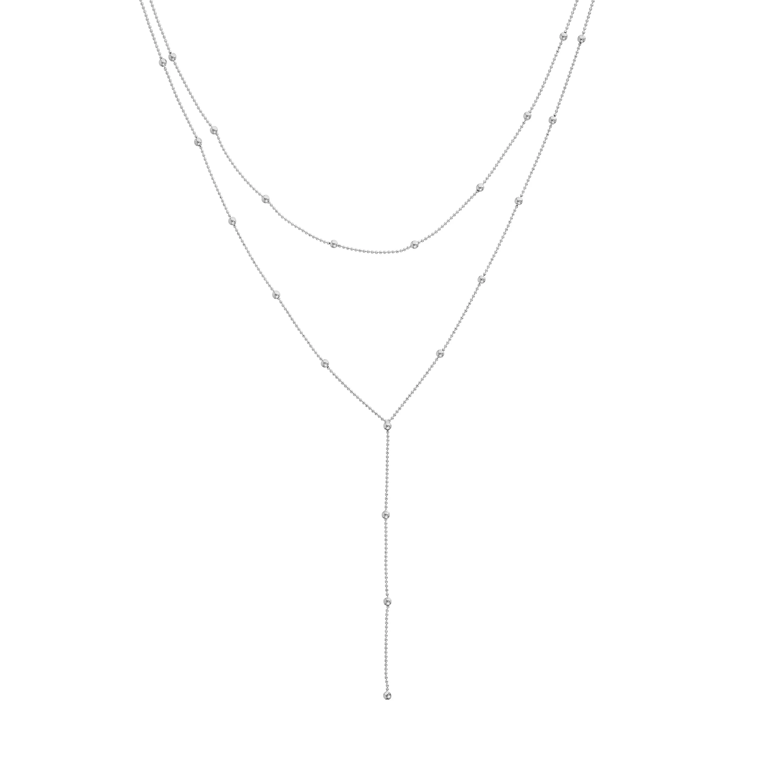 Double Stranded Bead Station Drop Necklace