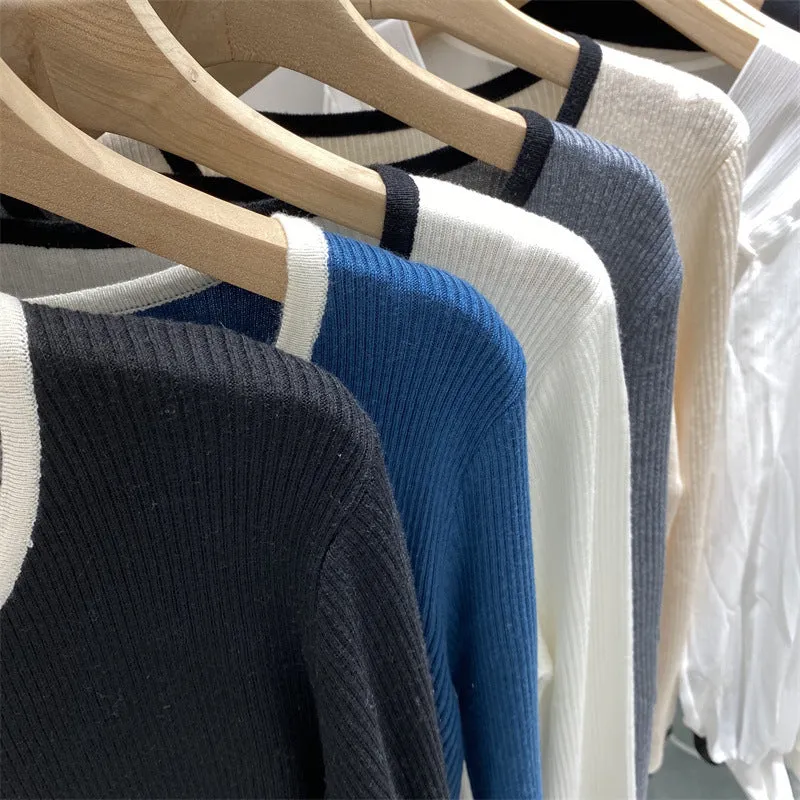 Double Zip Up Knitted Slim Casual Sweater
