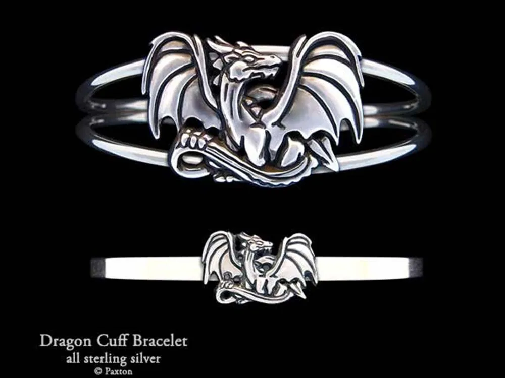Dragon Cuff Bracelet Sterling Silver