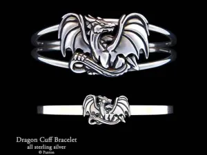 Dragon Cuff Bracelet Sterling Silver