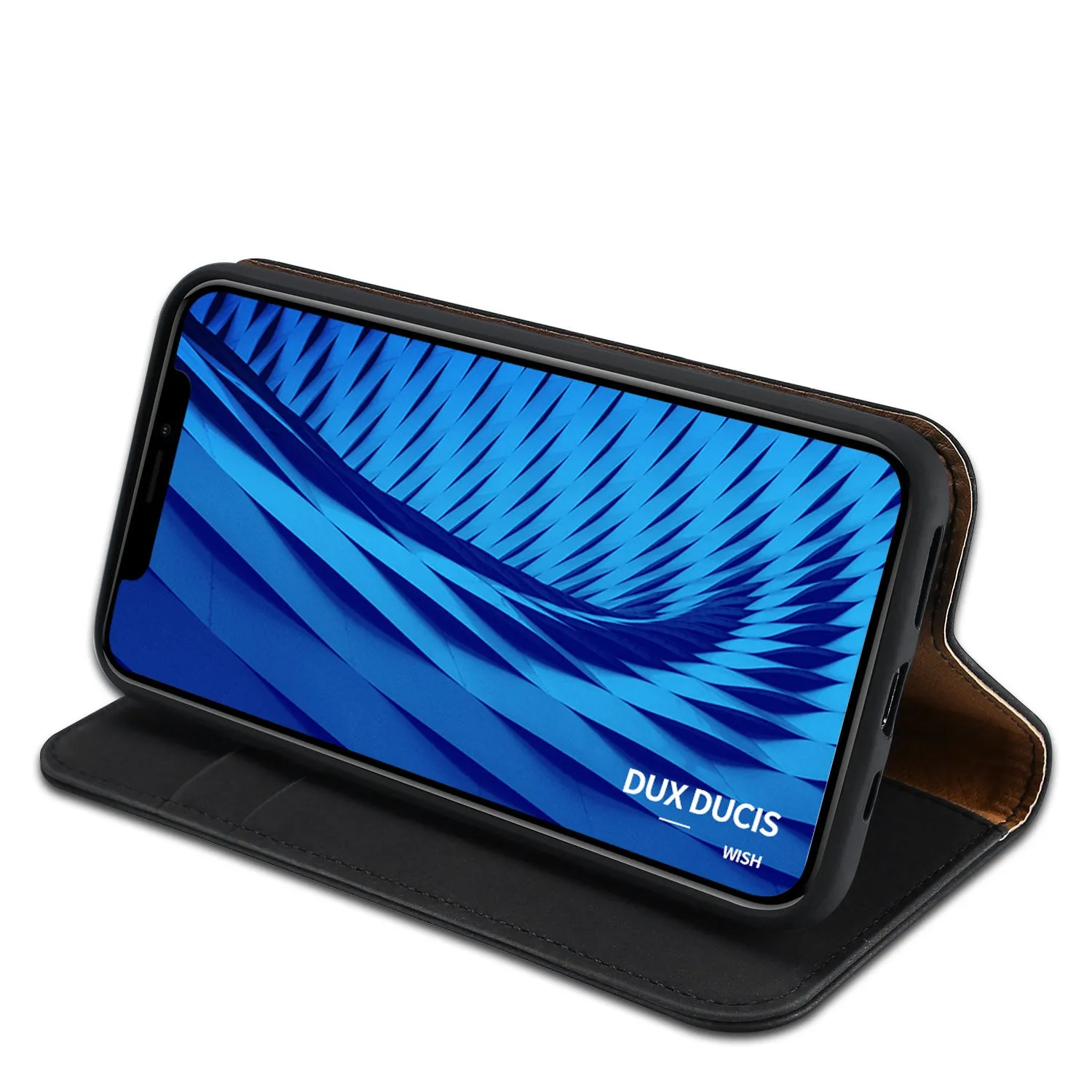 DUX DUCIS for iPhone 11 pro MAX 2019 Luxury Genuine Leather Magnetic Flip Cover Full Protective Case with Bracket Card Slot Royal blue