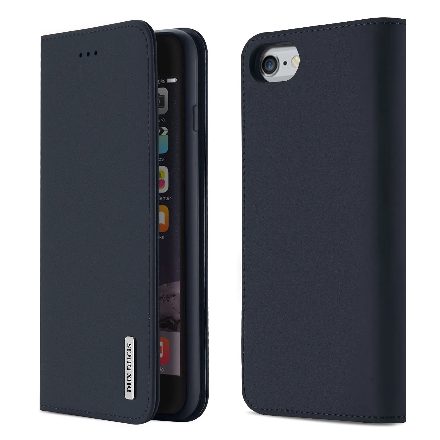 DUX DUCIS For iPhone 6 plus / 6s plus Luxury Genuine Leather Magnetic Flip Cover Full Protective Case with Bracket Card Slot black