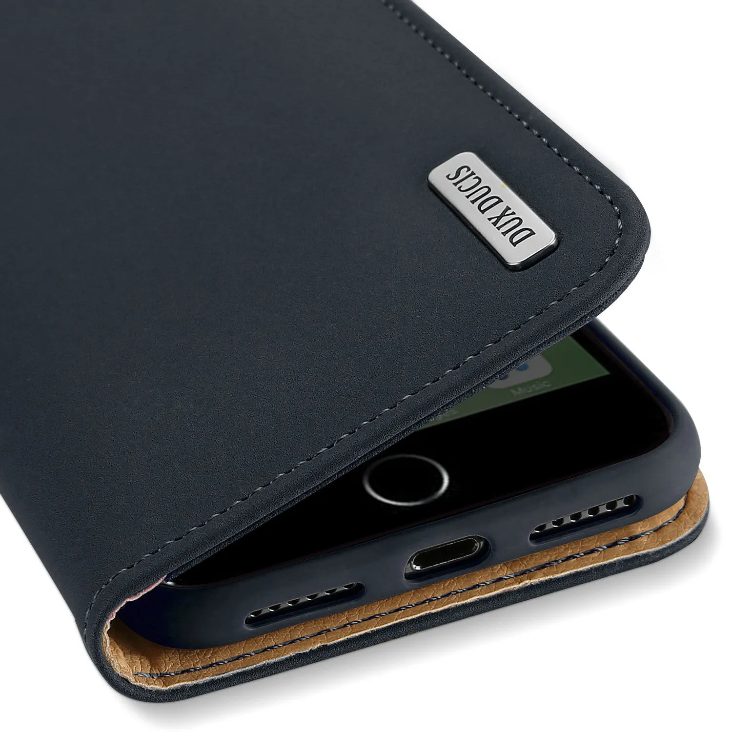 DUX DUCIS For iPhone 7 Plus/8Plus Luxury Genuine Leather Magnetic Flip Cover Full Protective Case with Bracket Card Slot blue