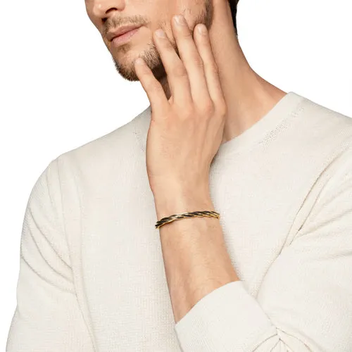 DY Helios Cuff Bracelet in 18K Yellow Gold with Forged Carbon, 6mm