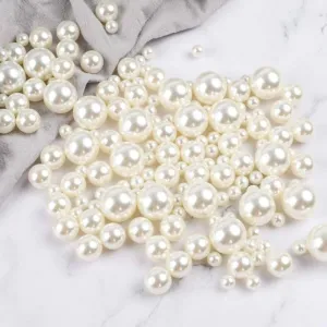 Ecofynd 1400 Pcs Cream Pearl Beads for Jewelry Making (8 Sizes, 3-15mm)