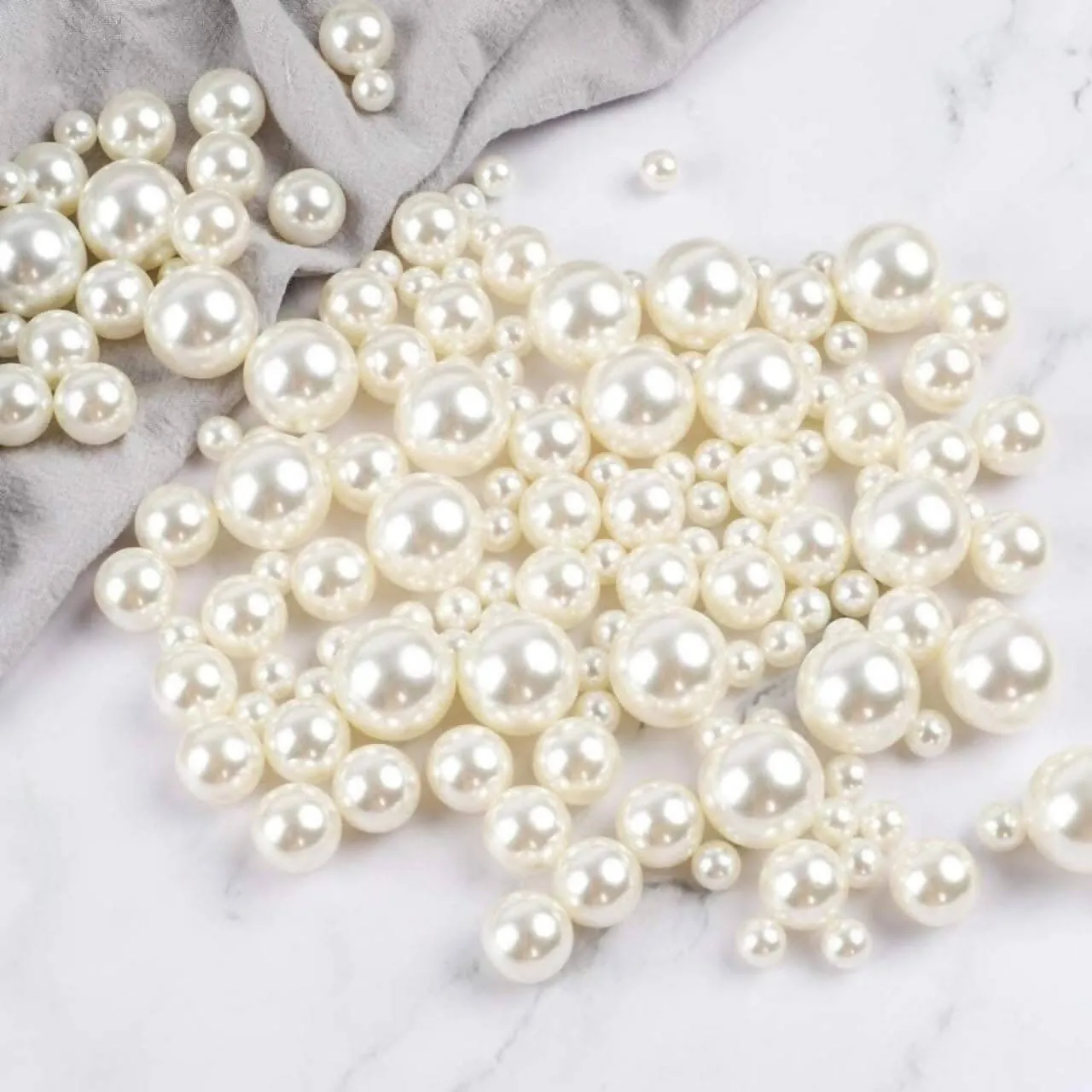 Ecofynd 1400 Pcs Cream Pearl Beads for Jewelry Making (8 Sizes, 3-15mm)