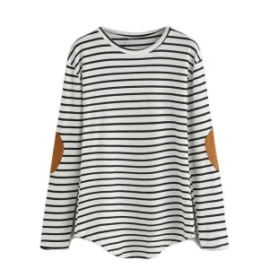 Elbow Patchwork Striped T-Shirt