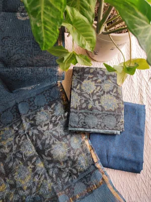 Elegant Floral Printed Kota Suit with premium cotton bottom and kota dupatta