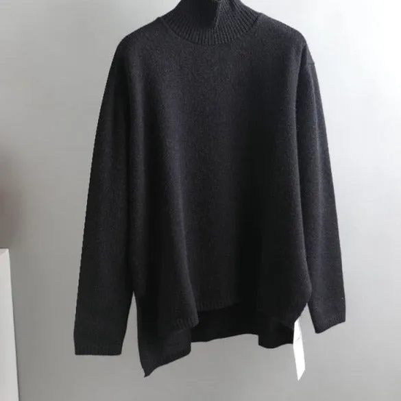 Elegant oversize thick turtleneck & o-neck pullover sweaters