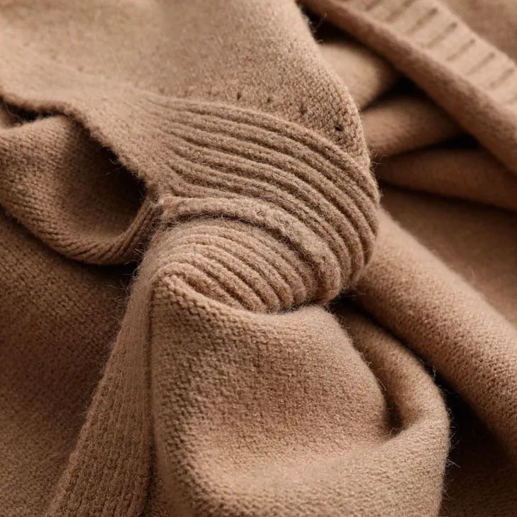 Elegant oversize thick turtleneck & o-neck pullover sweaters