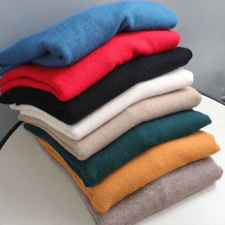 Elegant oversize thick turtleneck & o-neck pullover sweaters
