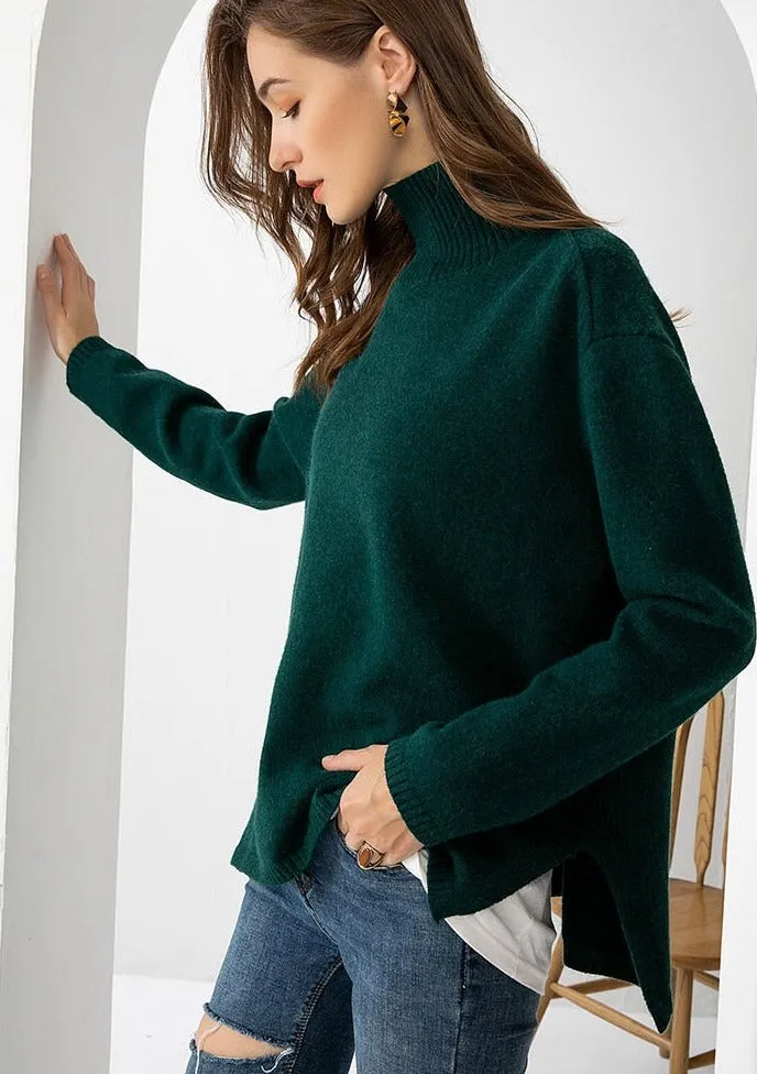 Elegant oversize thick turtleneck & o-neck pullover sweaters