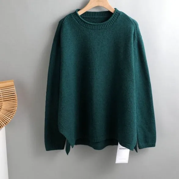 Elegant oversize thick turtleneck & o-neck pullover sweaters