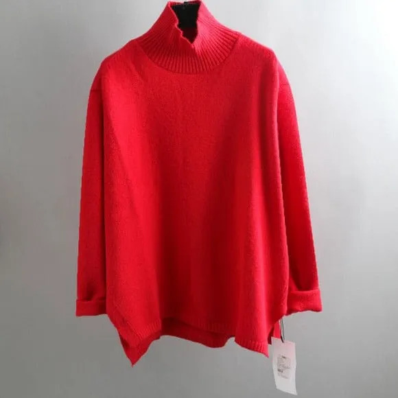 Elegant oversize thick turtleneck & o-neck pullover sweaters