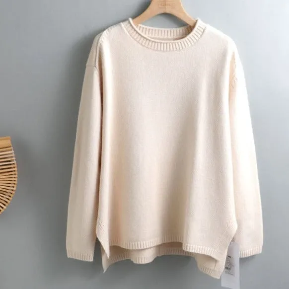 Elegant oversize thick turtleneck & o-neck pullover sweaters