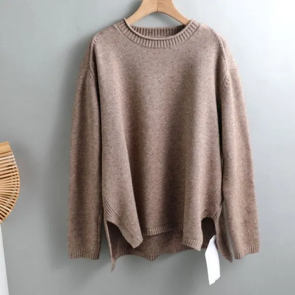 Elegant oversize thick turtleneck & o-neck pullover sweaters