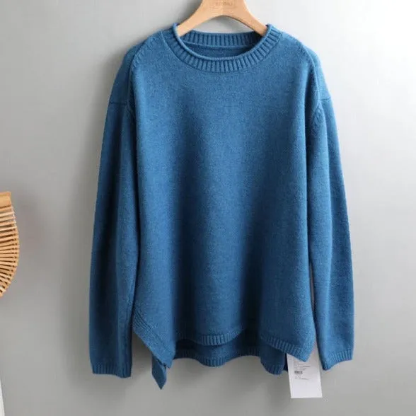 Elegant oversize thick turtleneck & o-neck pullover sweaters