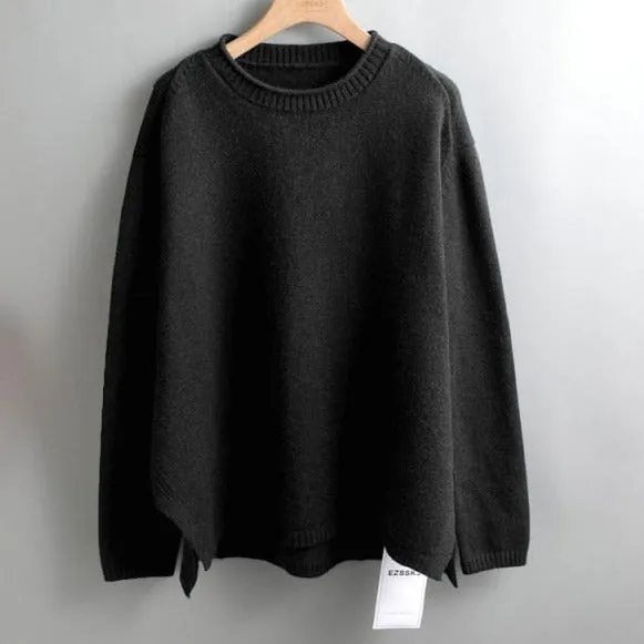 Elegant oversize thick turtleneck & o-neck pullover sweaters