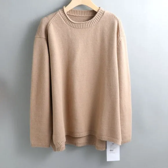 Elegant oversize thick turtleneck & o-neck pullover sweaters