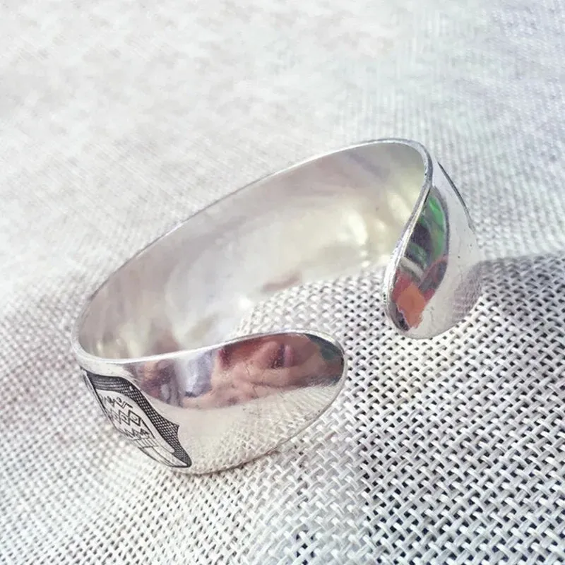 Elephant Silver Bangle Cuff Bracelets
