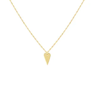 Elongated Solid Heart Necklace 14K
