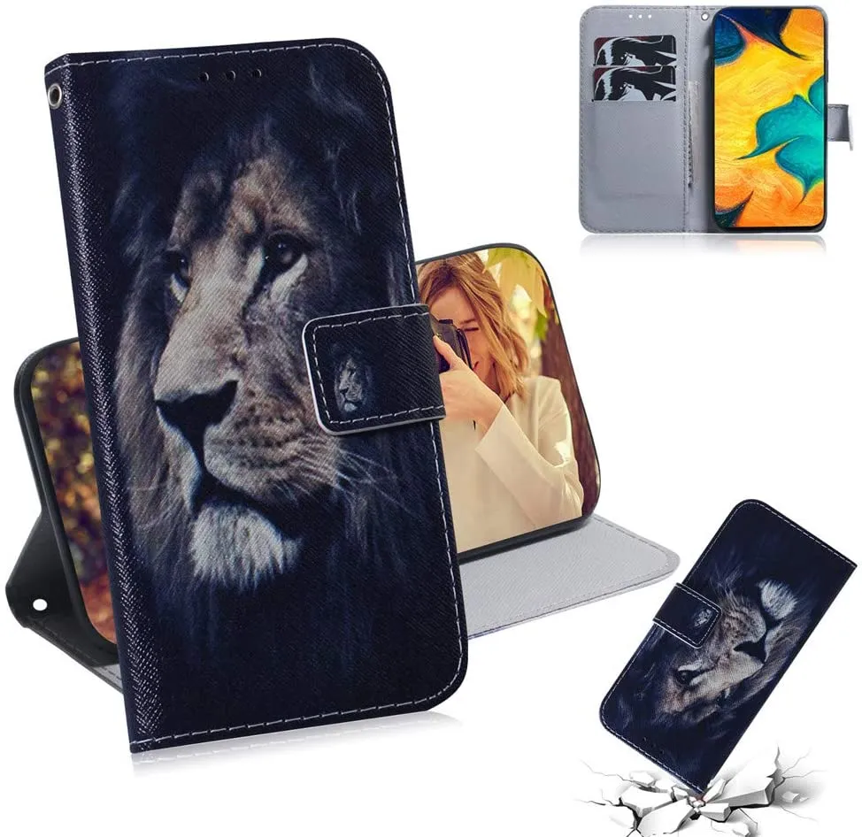 EMAXELER Galaxy A9 2018 Case Cover Shockproof Stylish PU Leather Flip Folio Bookstyle Slim Wallet Protection Case Magnetic Stand Card Slot Case for Samsung Galaxy A9 2018 TXC Lion