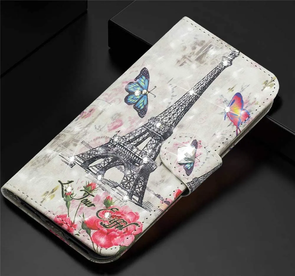 EMAXELER Galaxy J2 Core 2020 Case 3D Creative Pattern PU Leather Wallet Diamond Case Bookstyle Flip Stand Card Holder Shockproof Magnetic Cover for Samsung J2 Core 2020 CY Eiffel Tower.