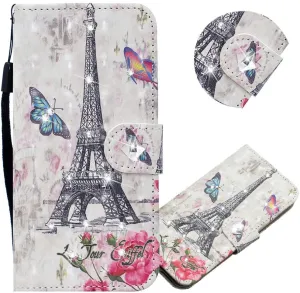 EMAXELER Galaxy J2 Core 2020 Case 3D Creative Pattern PU Leather Wallet Diamond Case Bookstyle Flip Stand Card Holder Shockproof Magnetic Cover for Samsung J2 Core 2020 CY Eiffel Tower.