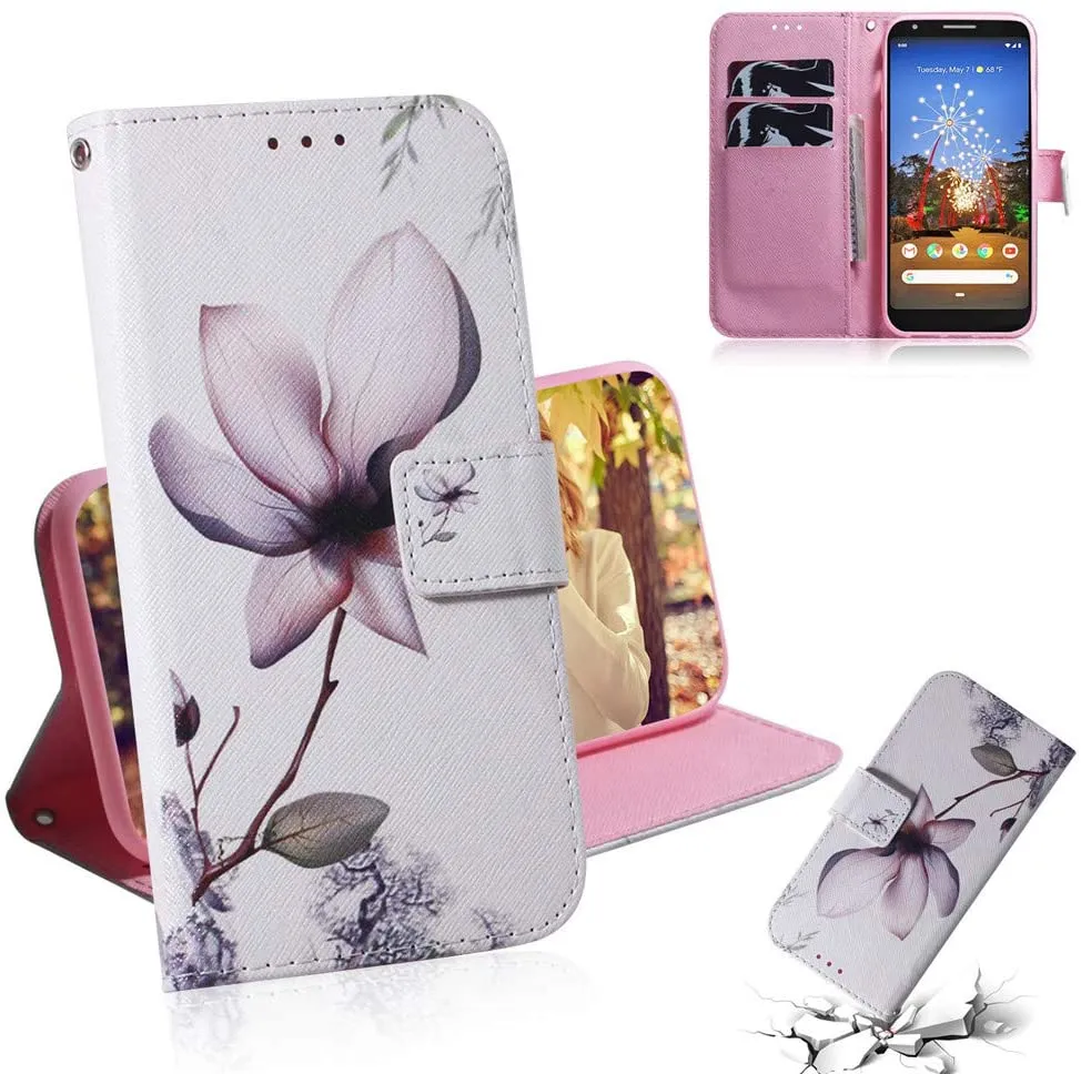 EMAXELER Google Pixel 3A XL Case Cover Shockproof Stylish PU Leather Flip Folio Bookstyle Slim Wallet Protection Case Magnetic Stand Card Slot Case for Google Pixel 3A XL TXC Magnolia