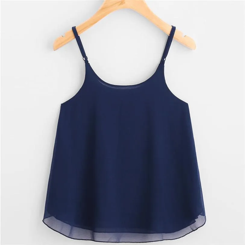 Embroidery Chiffon Tank Top