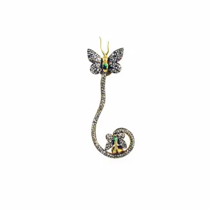 Emerald Diamond Butterfly Ear Cuff